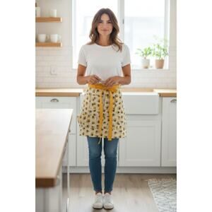 Handmade reversible cotton apron  egg apron farmhouse bumble bee print